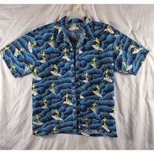 Utoimkio Men's Blue Surfer Casual Hawaiian Short Sleeve Shirt Size XL